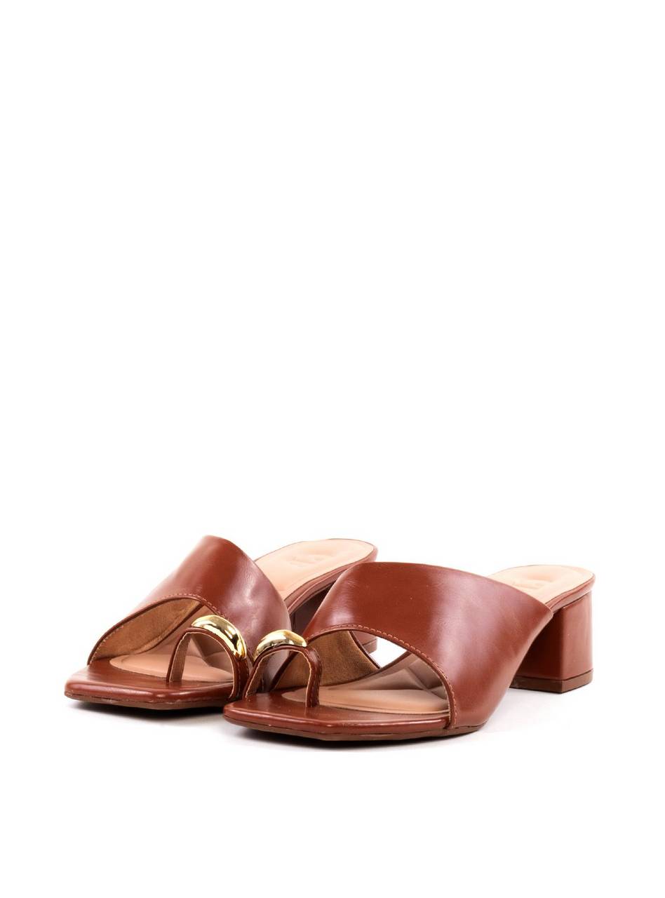 Tamanco Salto Bloco Tira Assimétrica Enfeite Dedo - Castor SDI-12041 - CS