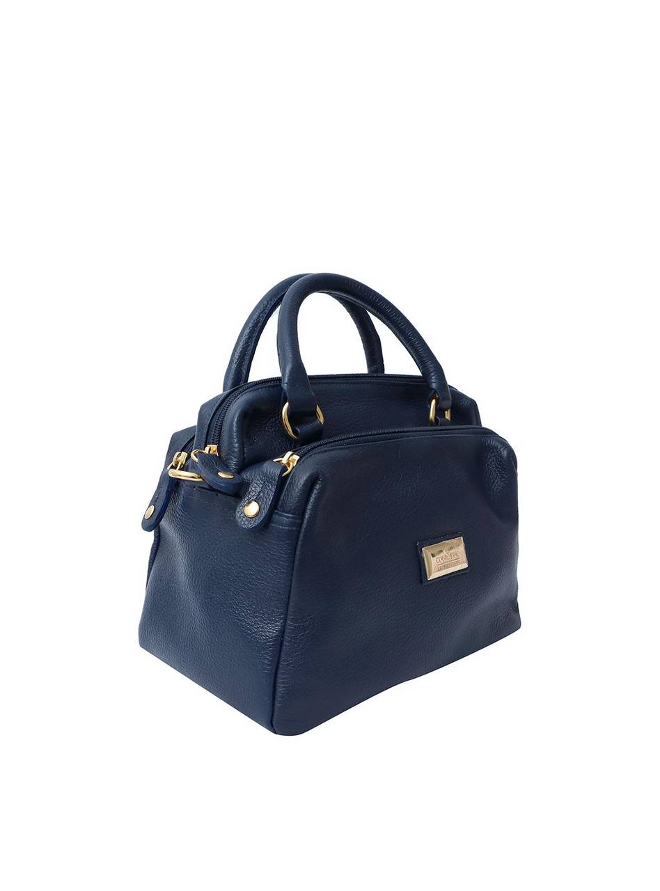 Bolsa Tote Couro Três Ziper Azul BSI-4374 - AZ