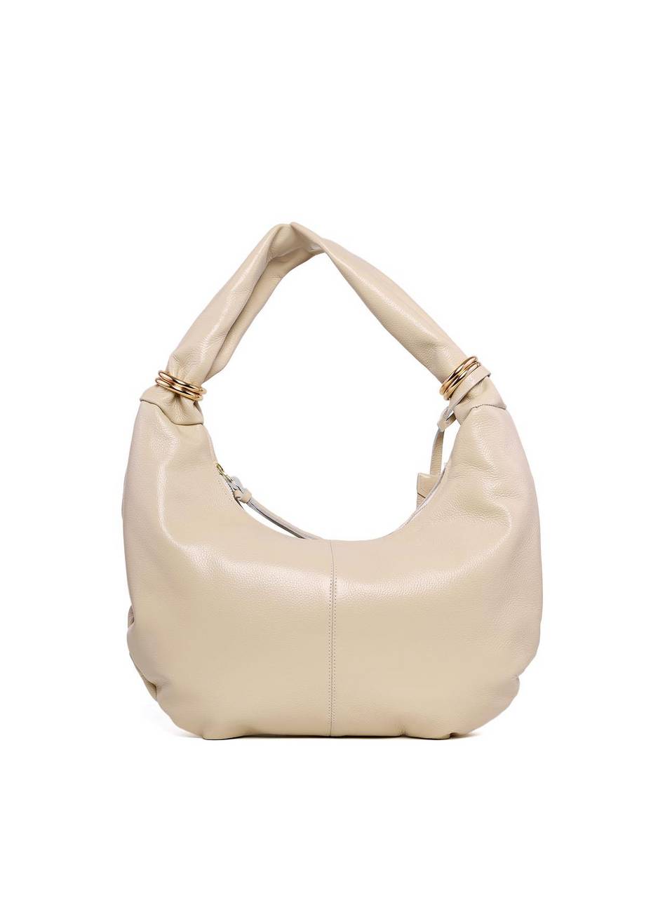 Bolsa Hobo de Couro com Argolas e Bag Charm - Fenno BSI-6226 - FE