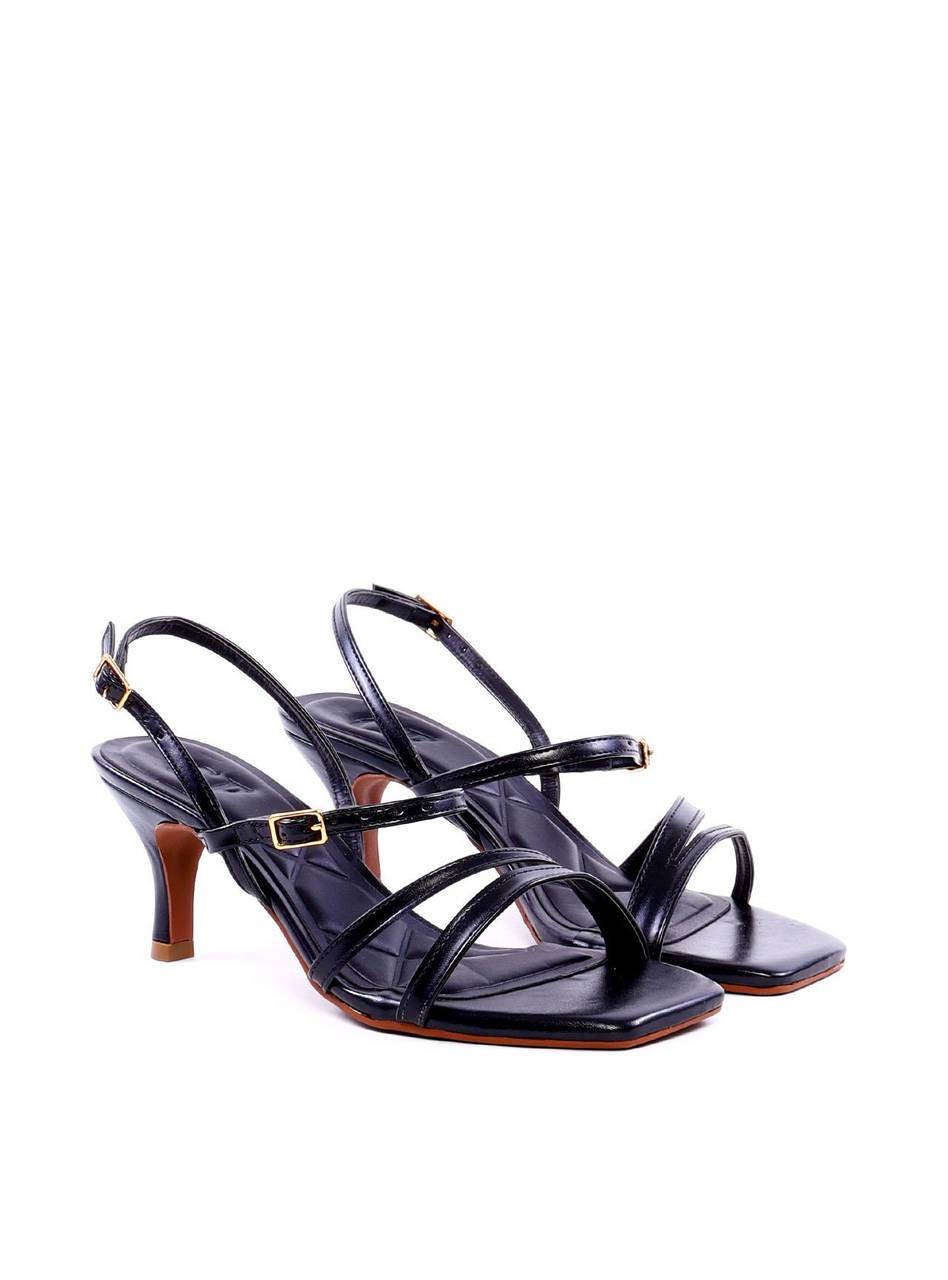 Sandália de Salto Fino com Tiras e Fivelas - Preta SDI-11974 - PR