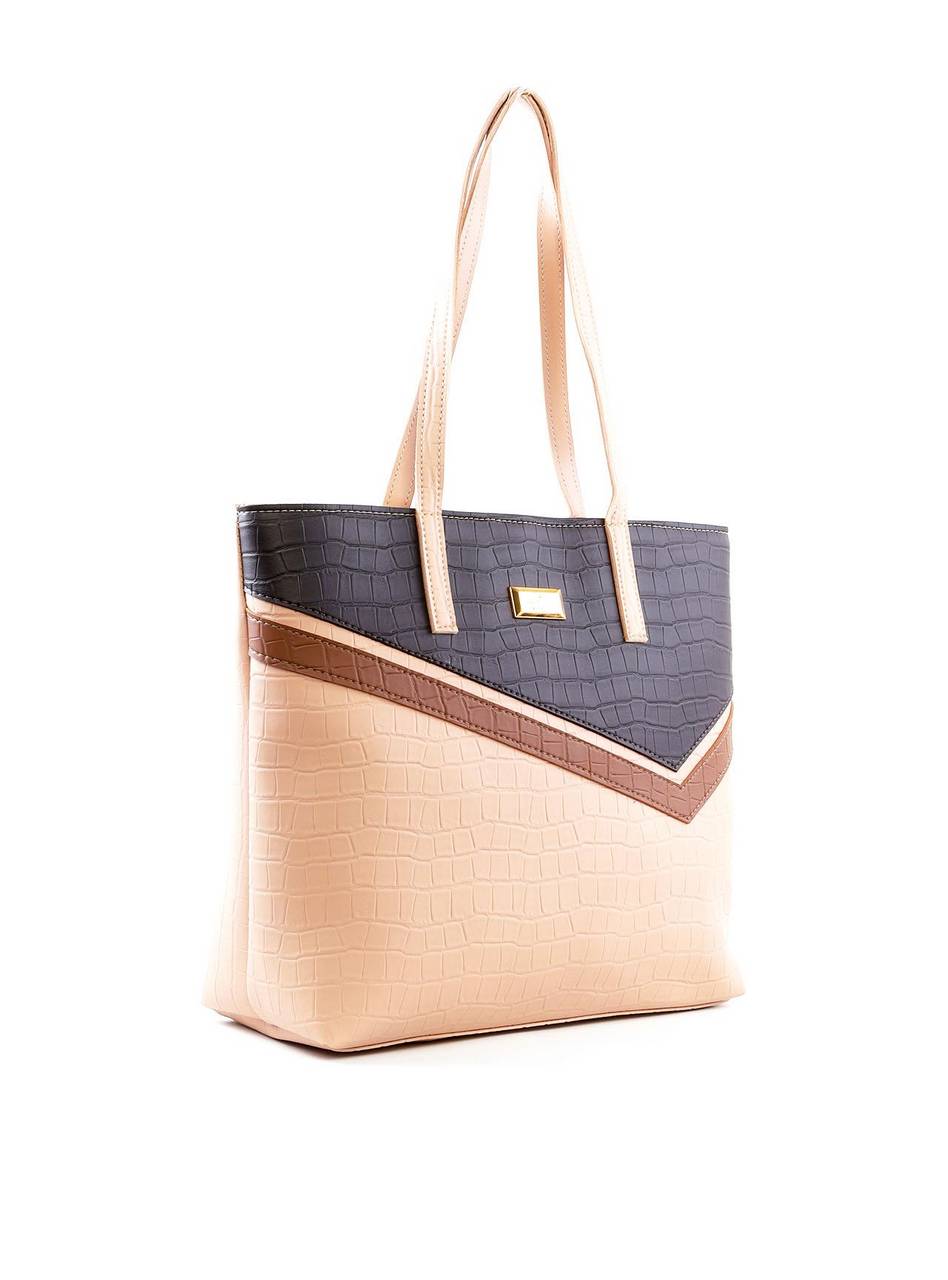 Bolsa Shopper com Recortes Assimétricos - Nude BSI-6422 - NU