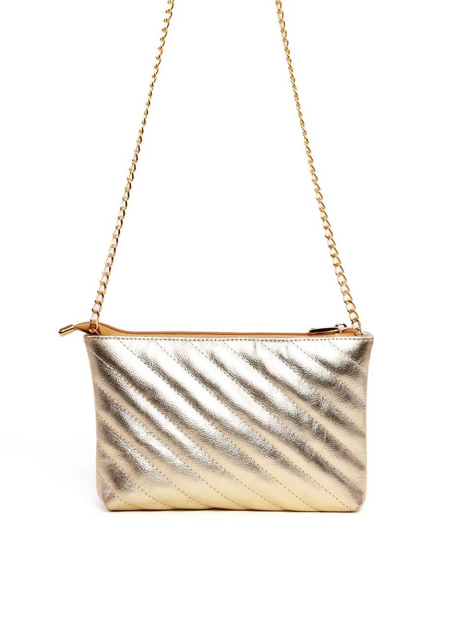 Bolsa Clutch em Matelassê com Alça de Corrente - Ouro BSI-6270 - AU