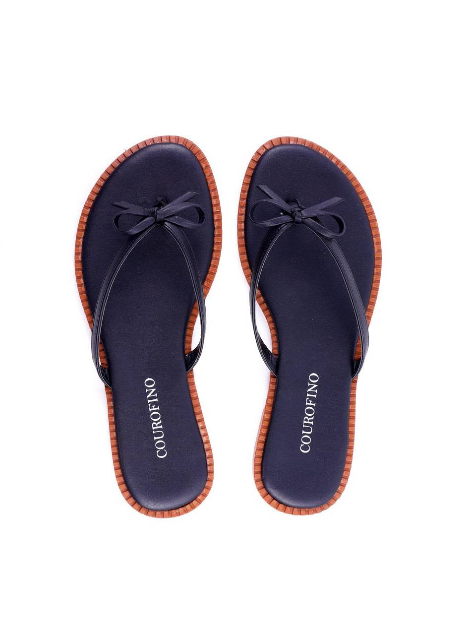 Rasteira de Dedo com Enfeite Orgânico - Preta SDI-11909 - PR