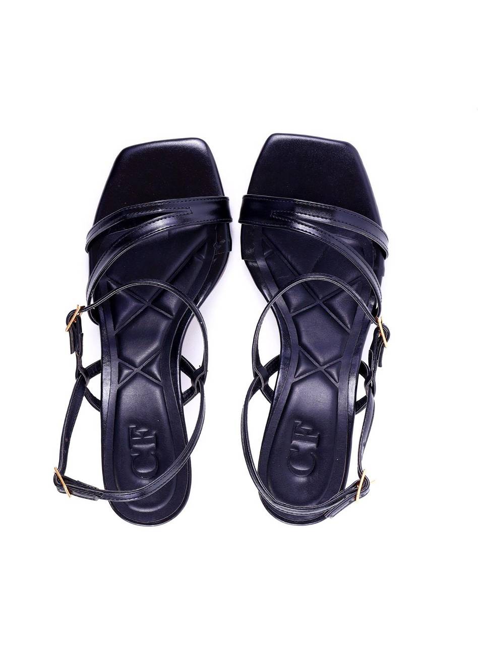 Sandália de Salto Fino com Tiras e Fivelas - Preta SDI-11974 - PR