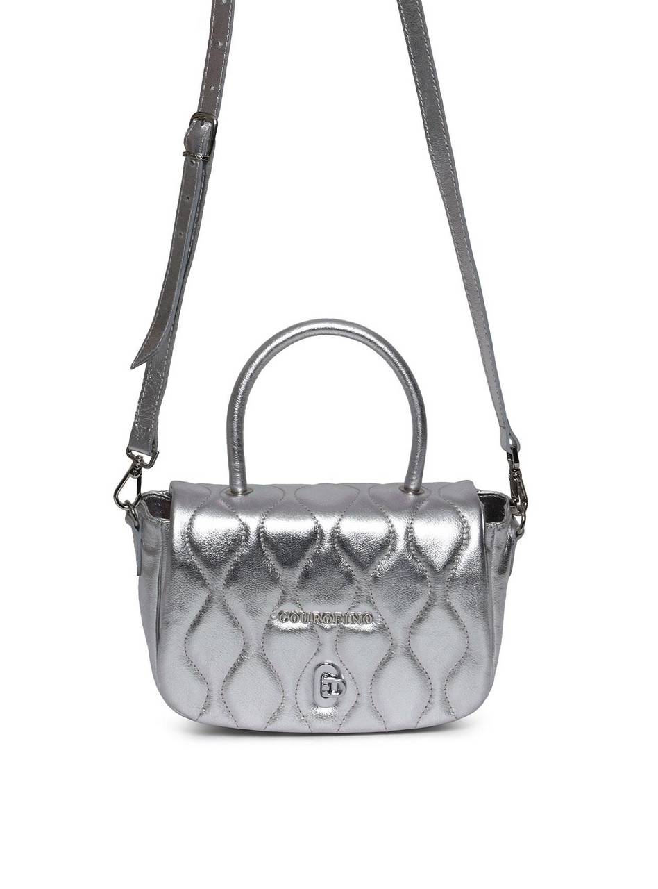Bolsa Satchel Pequena Couro Alça Dupla - Prata BSI-5978 - PT