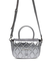 Bolsa Satchel Pequena Couro Alça Dupla - Prata BSI-5978 - PT