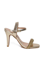 Sandália Feminina Salto Alto Fino - Ouro SDI-11616 - AU