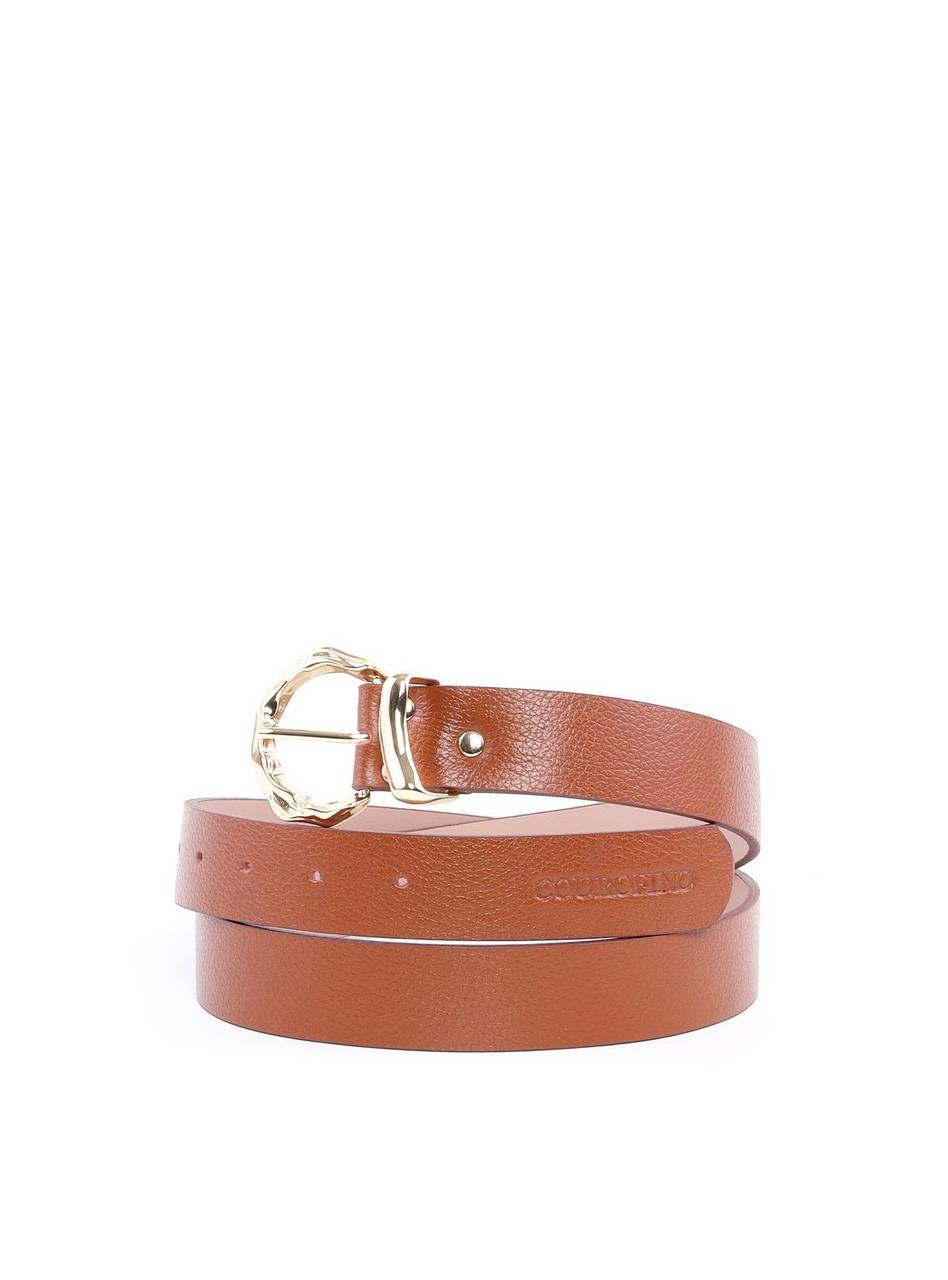 Cinto Feminino Largo de Couro com Fivela e Passador Orgânico - Castor CTI-992 - CS