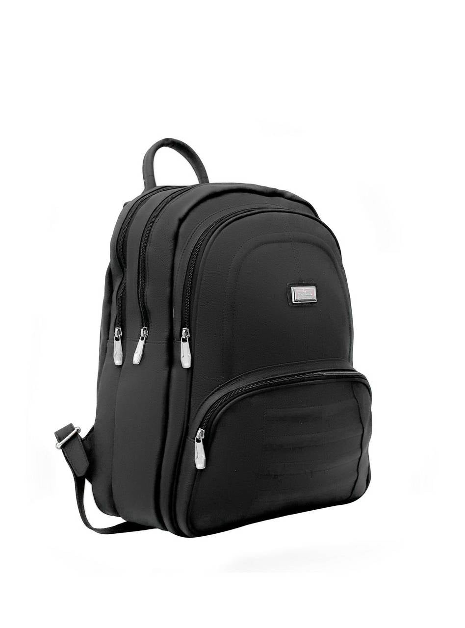 Mochila Masculina Dois Bolsos Detalhe Relevo Couro Preta MEI-318 - PR