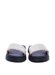Sandália Flatform Slide Manta Brilhosa - Preta SDI-11713 - PR