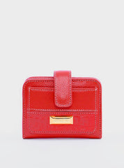 Carteira Feminina Pocket Bolso Frontal Ziper Traseiro Couro Pequena Vermelha CAI-910 - VE