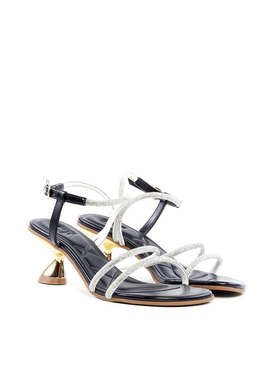 Sandália com Salto Orgânico e Strass - Preta SDI-11892 - PR