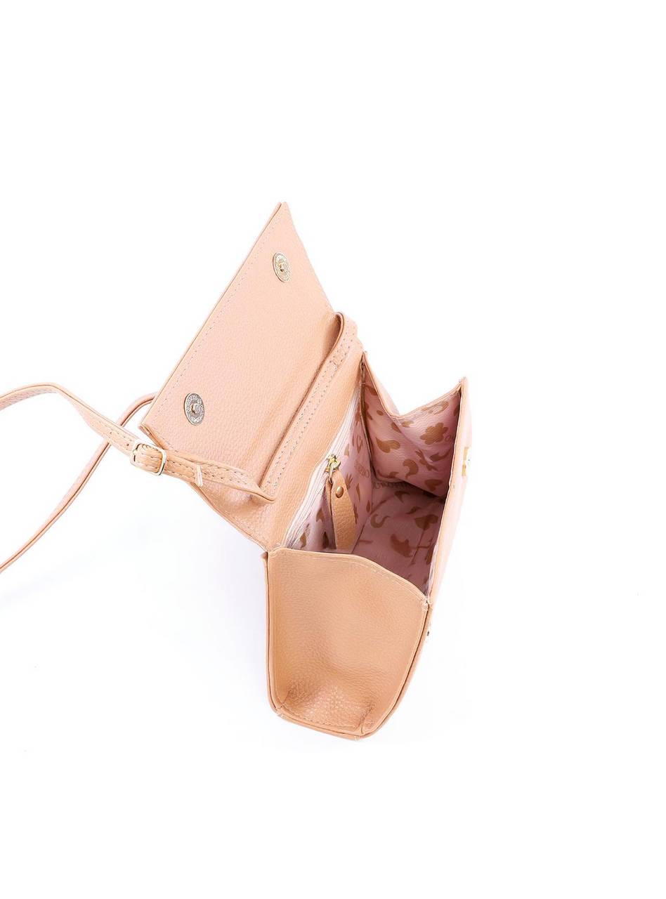 Bolsa Satchel Transversal com Fivelas - Nude BSI-6112 - NU