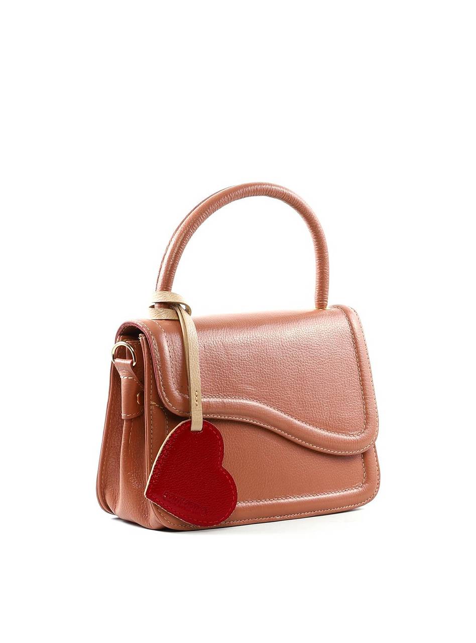 Bolsa Satchel Média com Charm de Coração - Nude BSI-6388 - NU