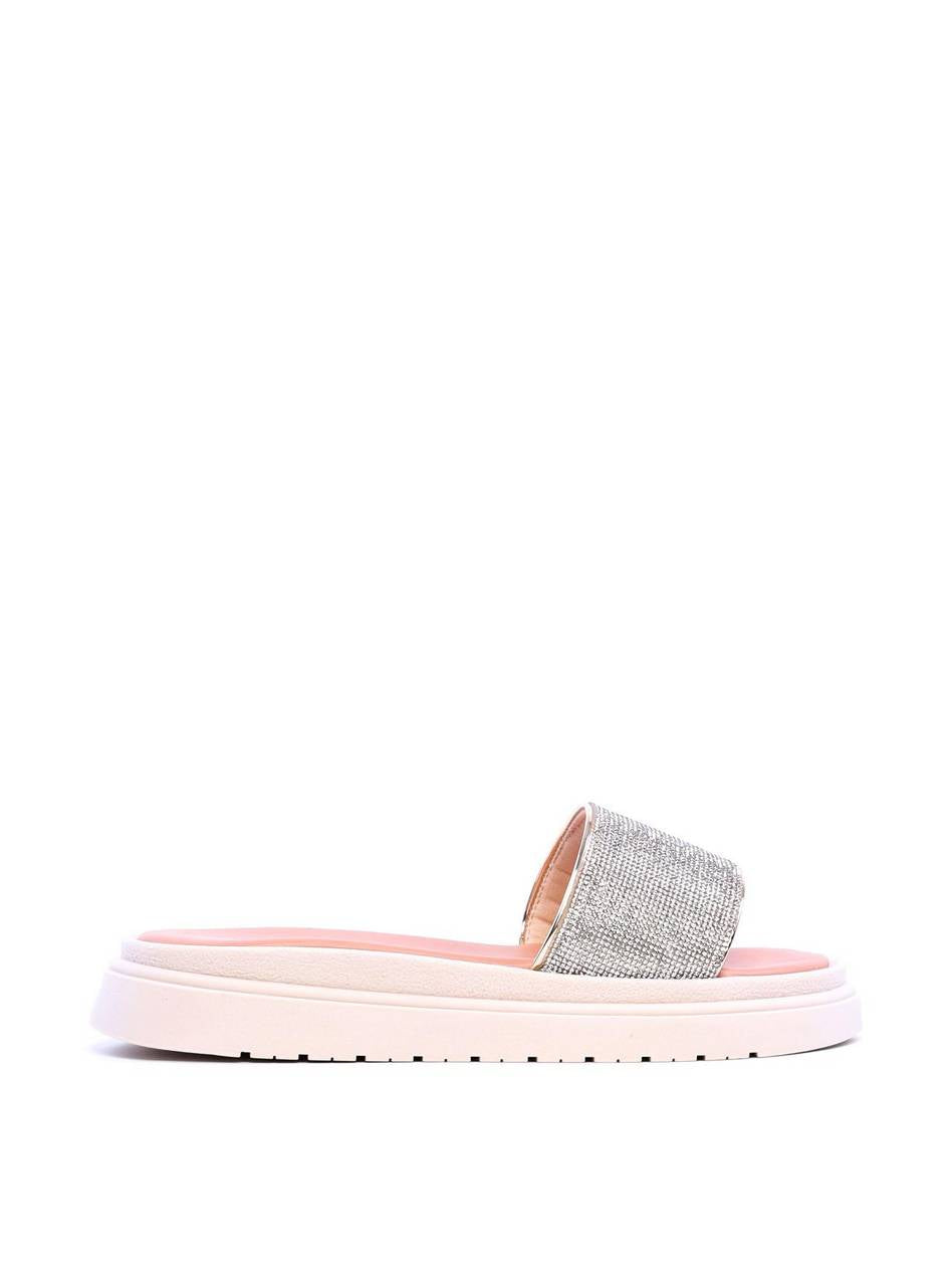 Sandália Flatform Slide Manta Brilhosa - Nude SDI-11713 - NU