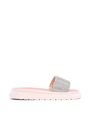 Sandália Flatform Slide Manta Brilhosa - Nude SDI-11713 - NU