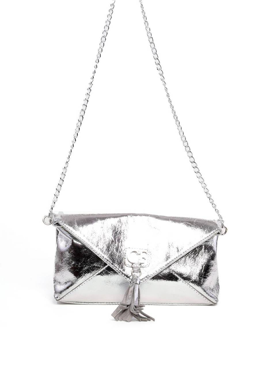 Bolsa Clutch Envelope com Barbicacho - Prata BSI-6290 - PT