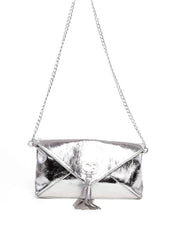 Bolsa Clutch Envelope com Barbicacho - Prata BSI-6290 - PT