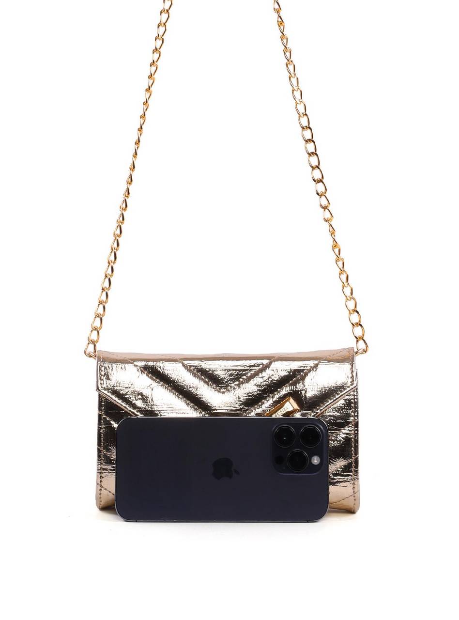 Bolsa Clutch Transversal em Matelassê - Ouro BSI-6424 - AU