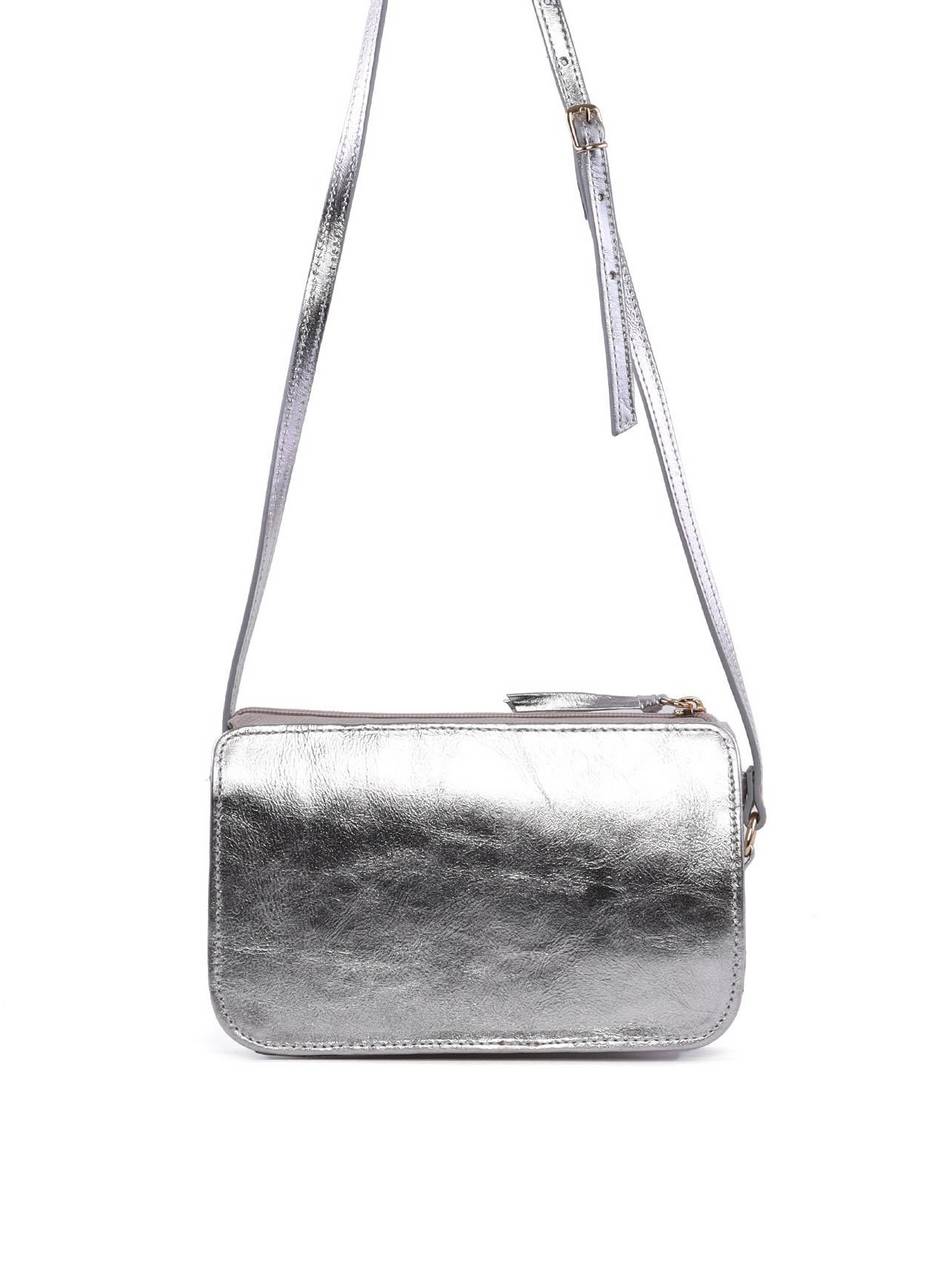 Bolsa Clutch Transversal com Bolso Removível - Prata BSI-6417 - PT