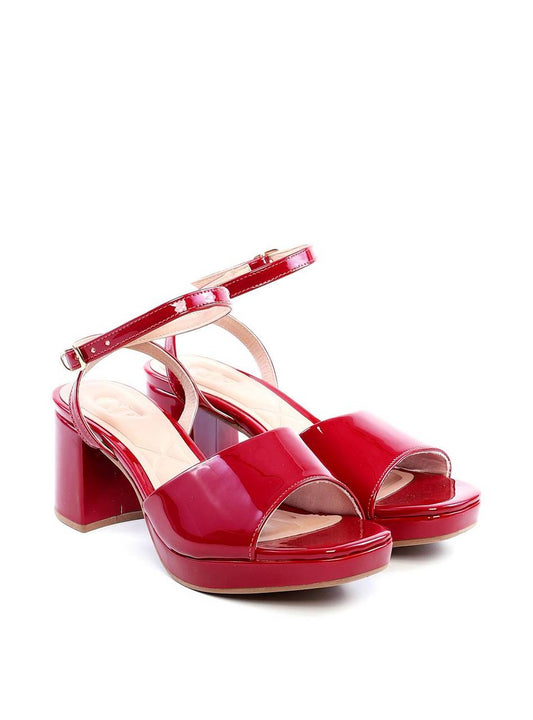 Sandália Salto Bloco Meia Pata Verniz - Vermelha SDI-11756 - VE