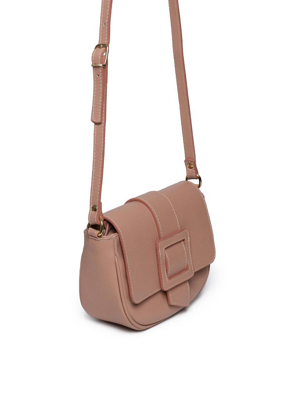 Bolsa Saddle Pequena Couro Transversal Nude BSI-5936 - NU