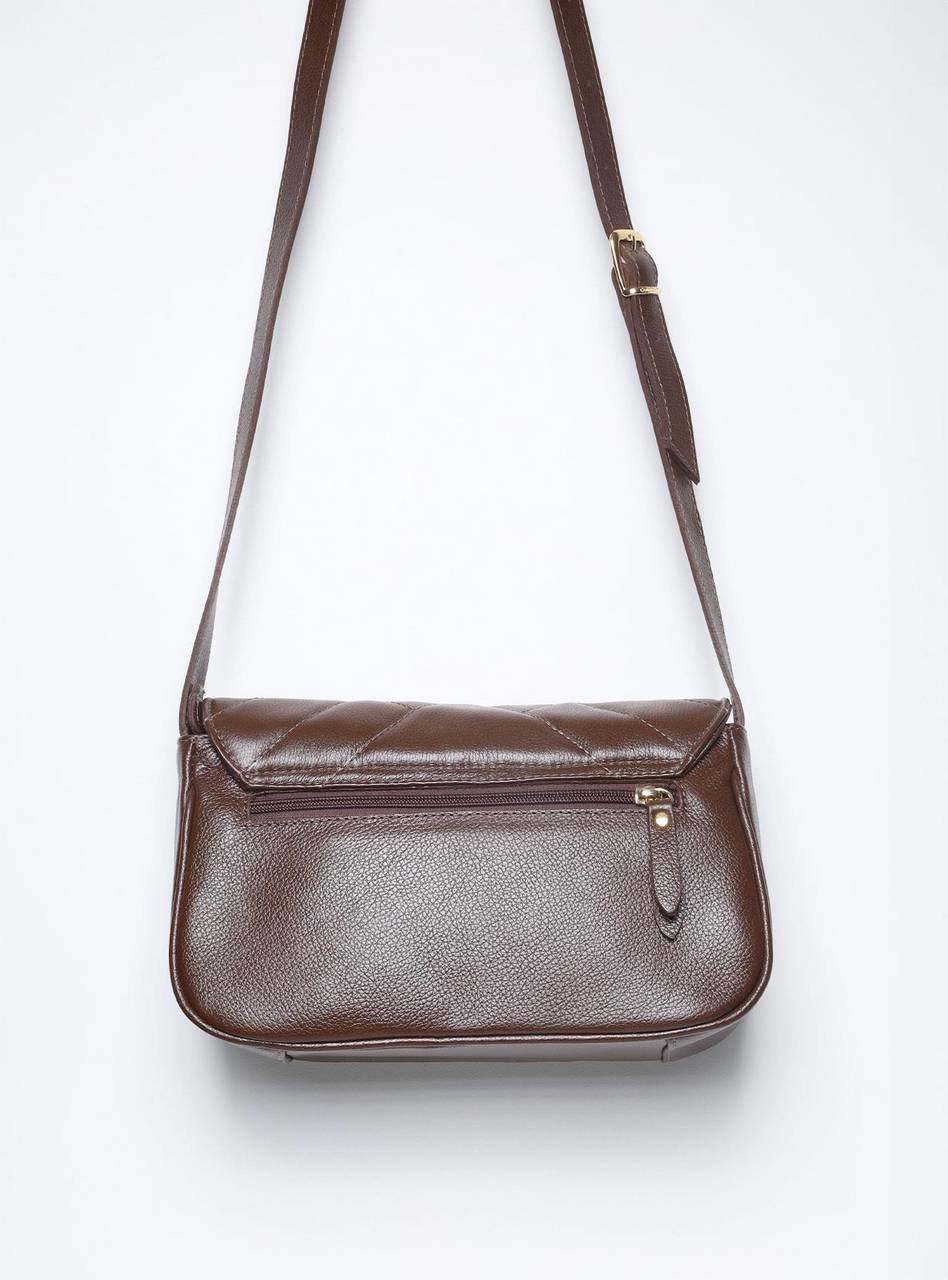 Bolsa Saddle Couro Pequena Transversal - Cacau BSI-5837 - CA