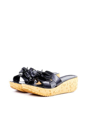 Tamanco Anabela de Cortiça com Laço - Preta SDI-11888 - PR