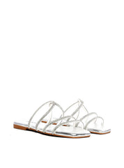 Rasteira com Tiras Cruzadas e Strass - Prata SDI-11891 - PT