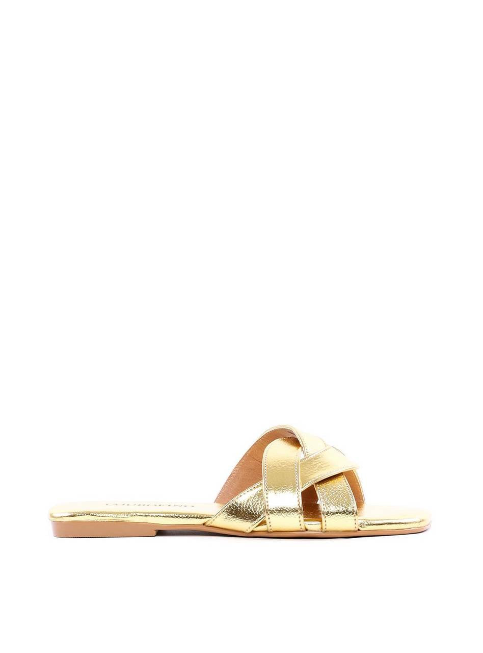 Rasteira com Tiras Largas Entrelaçadas - Ouro SDI-11917 - AU