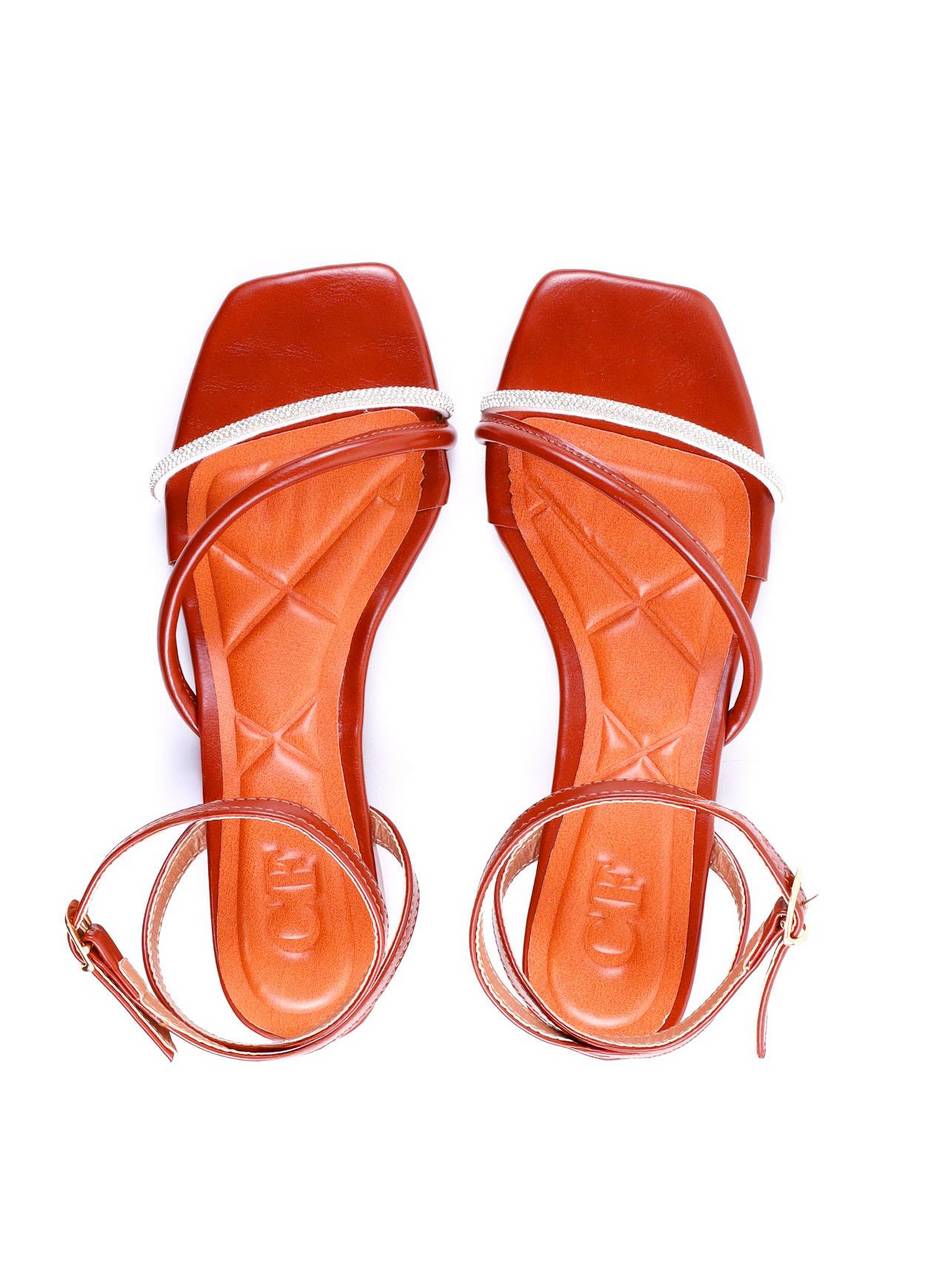 Sandália Salto Bloco com Tira Lateral e Strass - Castor SDI-11919 - CS