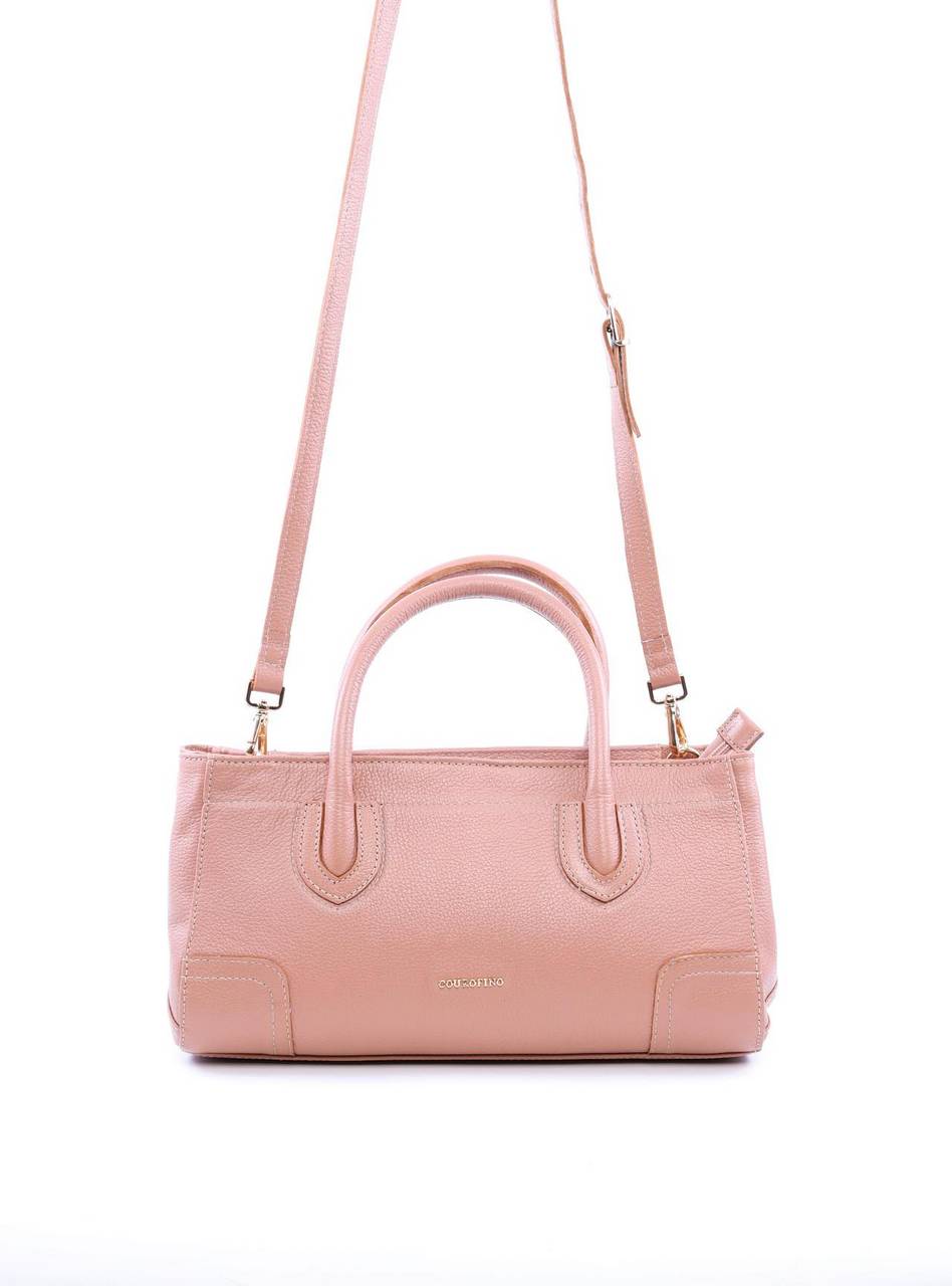 Bolsa Tote de Mão e Tiracolo Retangular com Detalhes de Costuras Nude BSI-5962 - NU