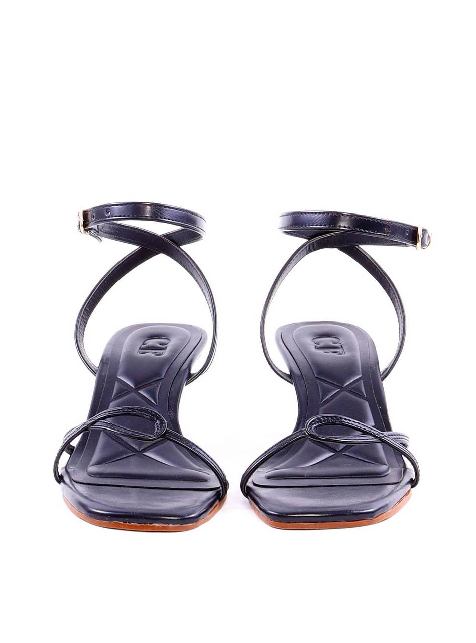 Sandália com Salto Fino e Recorte Geométrico - Preta SDI-11930 - PR