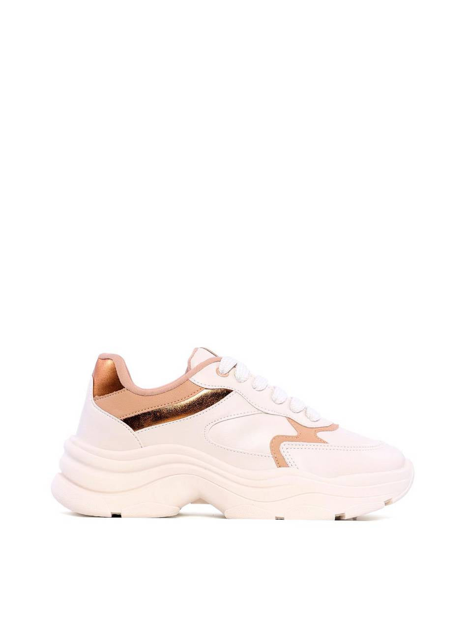 Tênis Chunky Feminino Branco com Detalhes em Nude e Marrom Claro SP- 11851 - NU