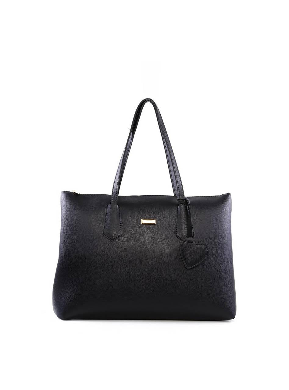 Bolsa Shopper Bag Charm Coração - Preta BSI-6413 - PR