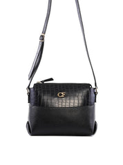 Bolsa Transversal Média com Detalhe Croco - Preta BSI-6488 - PR