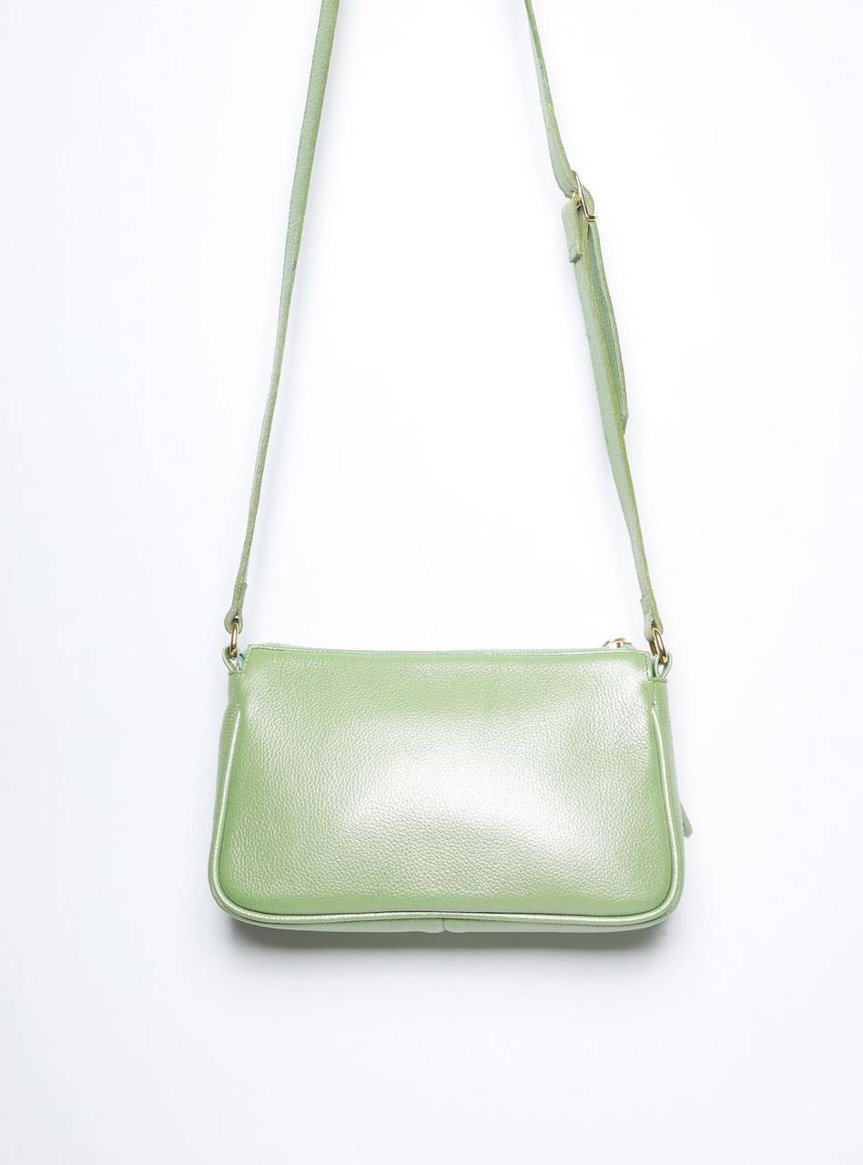 Bolsa Clutch Couro Pequena Transversal Verde BSI-5873 - VD