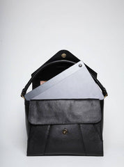 Bolsa Satchel Média Couro Tiracolo Preta BSI-5820 - PR