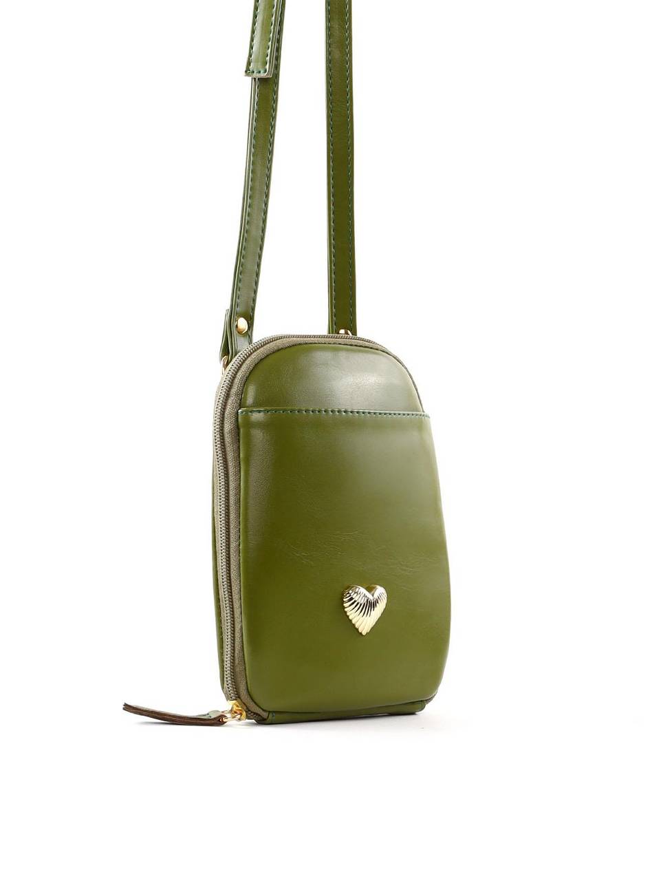 Bolsa Bag Transversal Coração Porta Celular - Verde BSI-6396 - VD