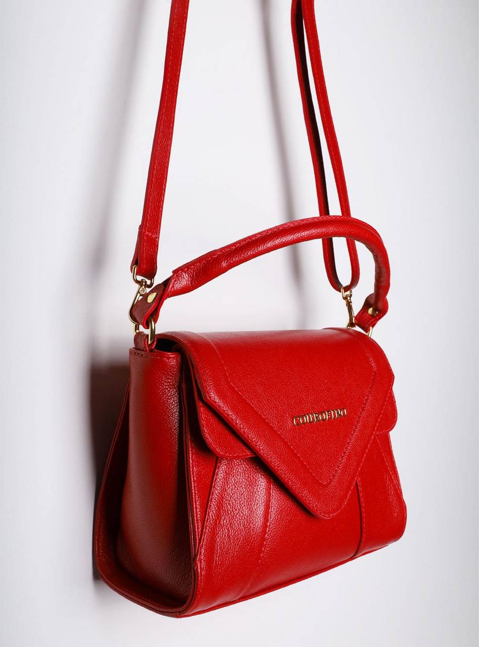 Bolsa Satchel Média Couro Tiracolo Vermelha BSI-5820 - VE