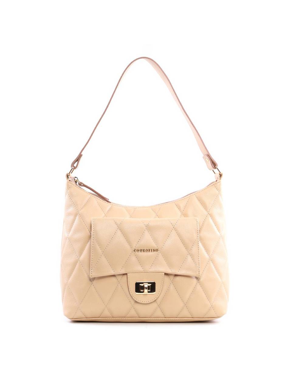 Bolsa Hobo com Costura Aparente - Nude BSI-6445 - NU