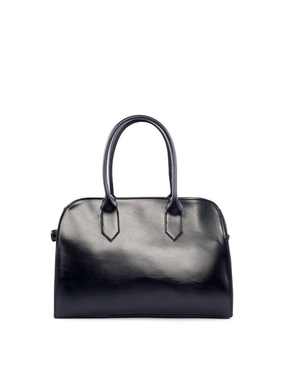 Bolsa Tote de Alça Dupla com Costuras e Fivelas - Preta BSI-6209 - PR