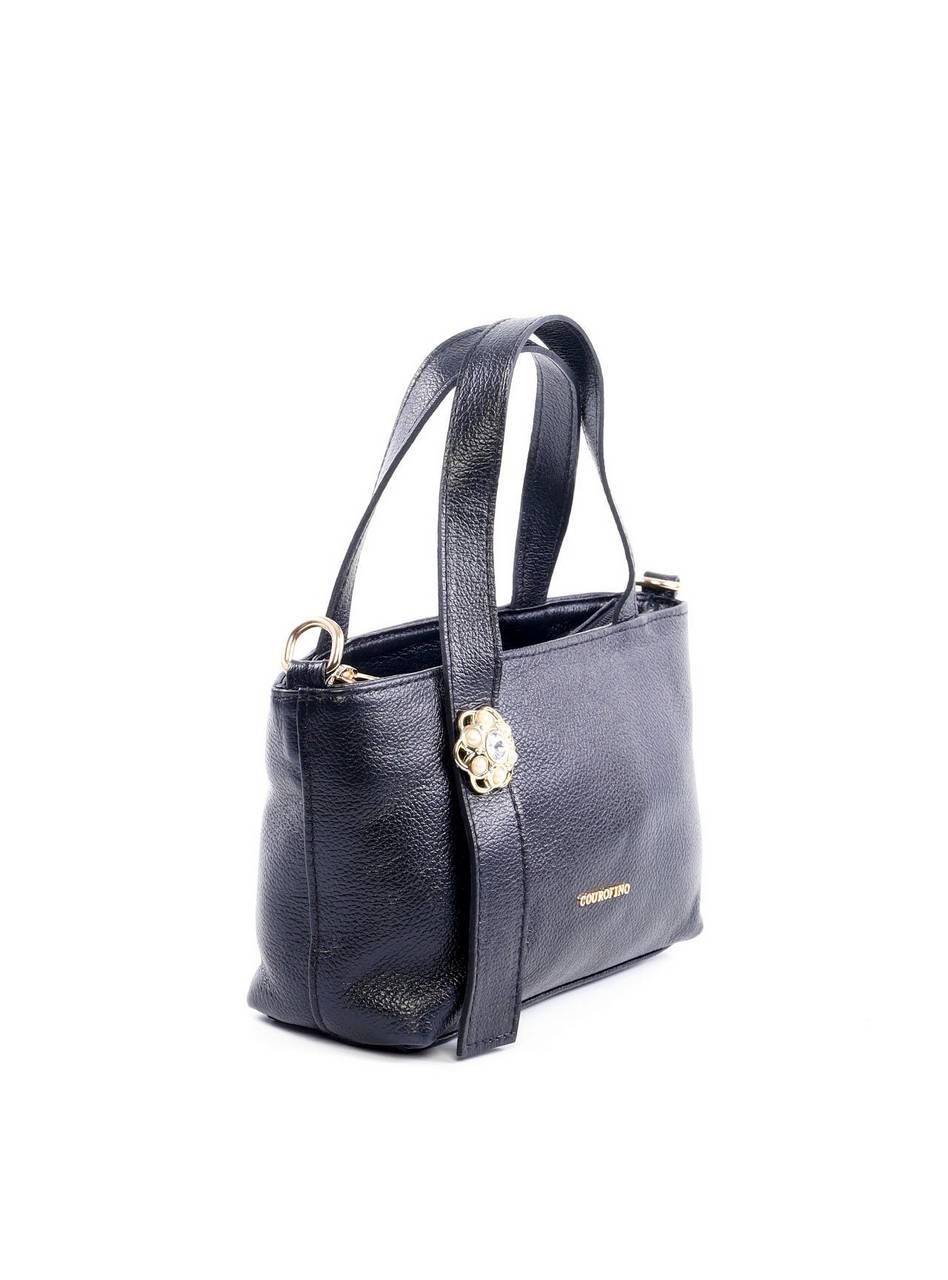 Bolsa Tote com Alça Dupla e Enfeite de Flor - Preta BSI-6111 - PR