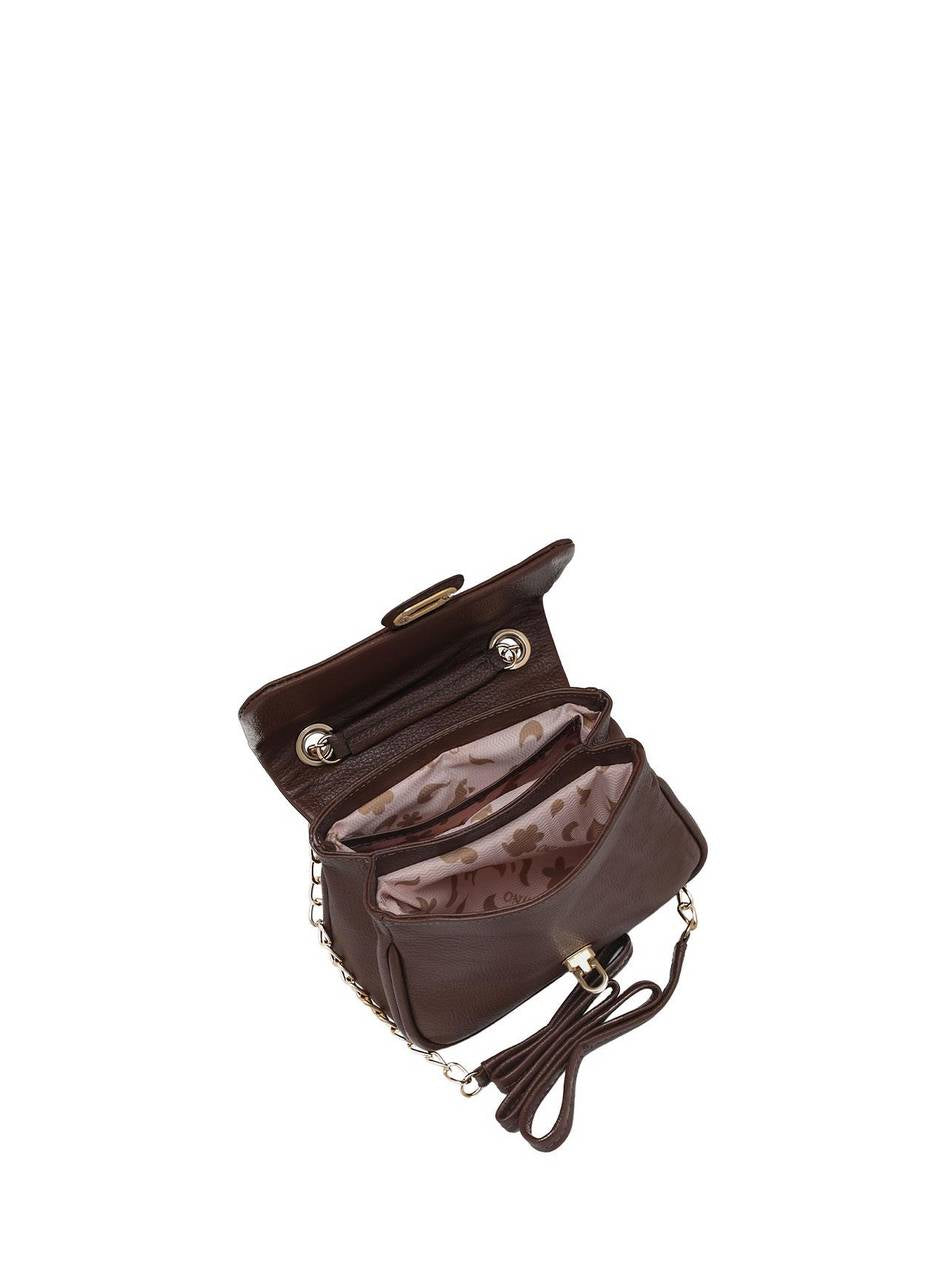 Bolsa Saddle Couro Transversal Alça Corrente Castor BSI-4334 - CS