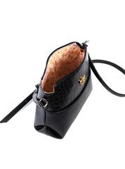 Bolsa Transversal Média com Detalhe Croco - Preta BSI-6488 - PR