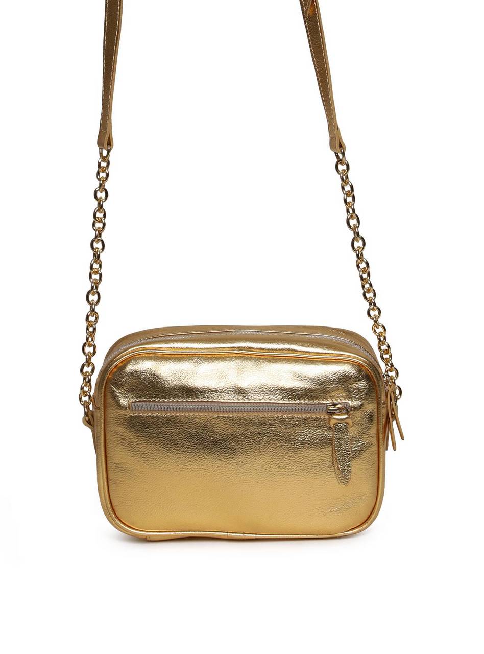 Bolsa Bag Couro Pequena Tiracolo Corrente Ouro BSI-5965 - AU