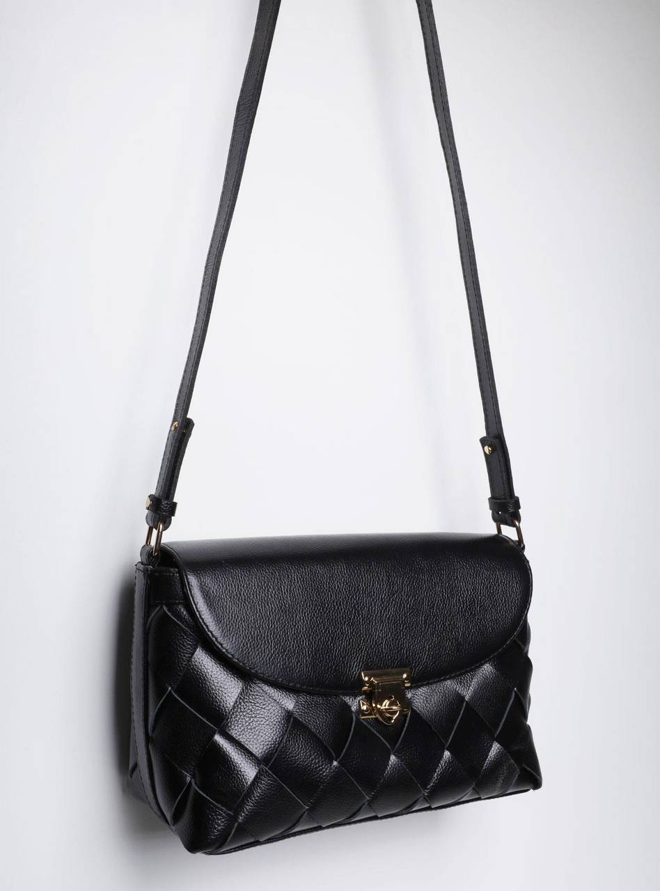 Bolsa Satchel Média Couro Transversal Preta BSI-5849 - PR