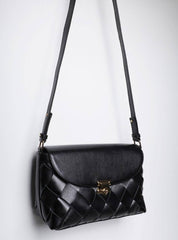 Bolsa Satchel Média Couro Transversal Preta BSI-5849 - PR