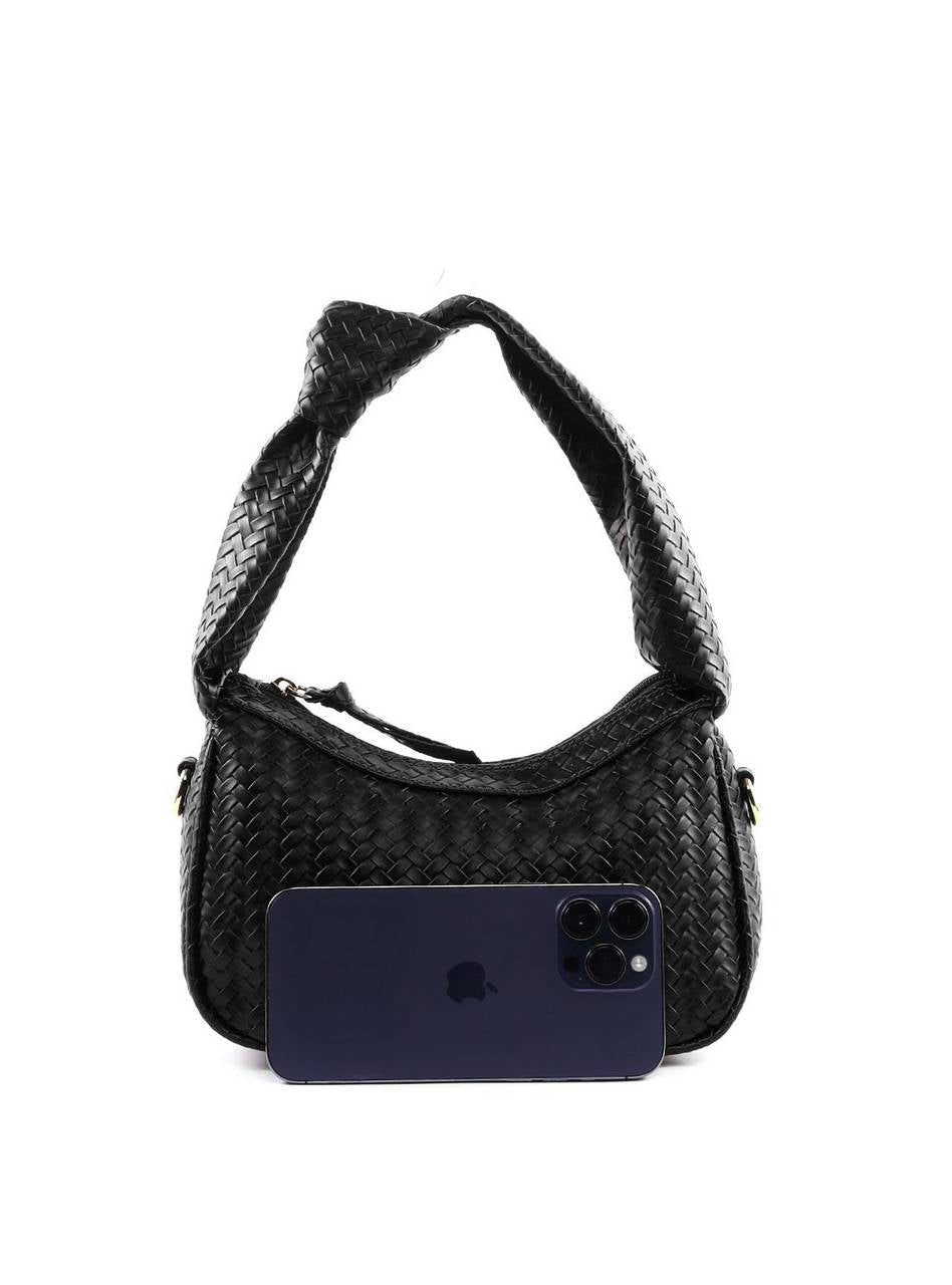 Bolsa Hobo Tressê com Nó na Alça - Preta BSI-6395 - PR