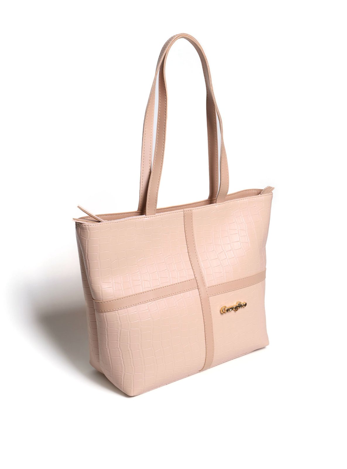Bolsa Shopper Tiracolo Detalhes Tiras Zíper Puxador Nude BSI-5889 - NU